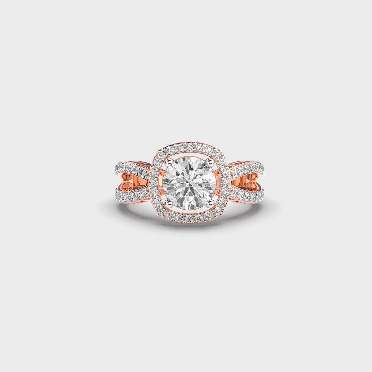 Brilliant Cut Diamond Halo Band Ring - View 18
