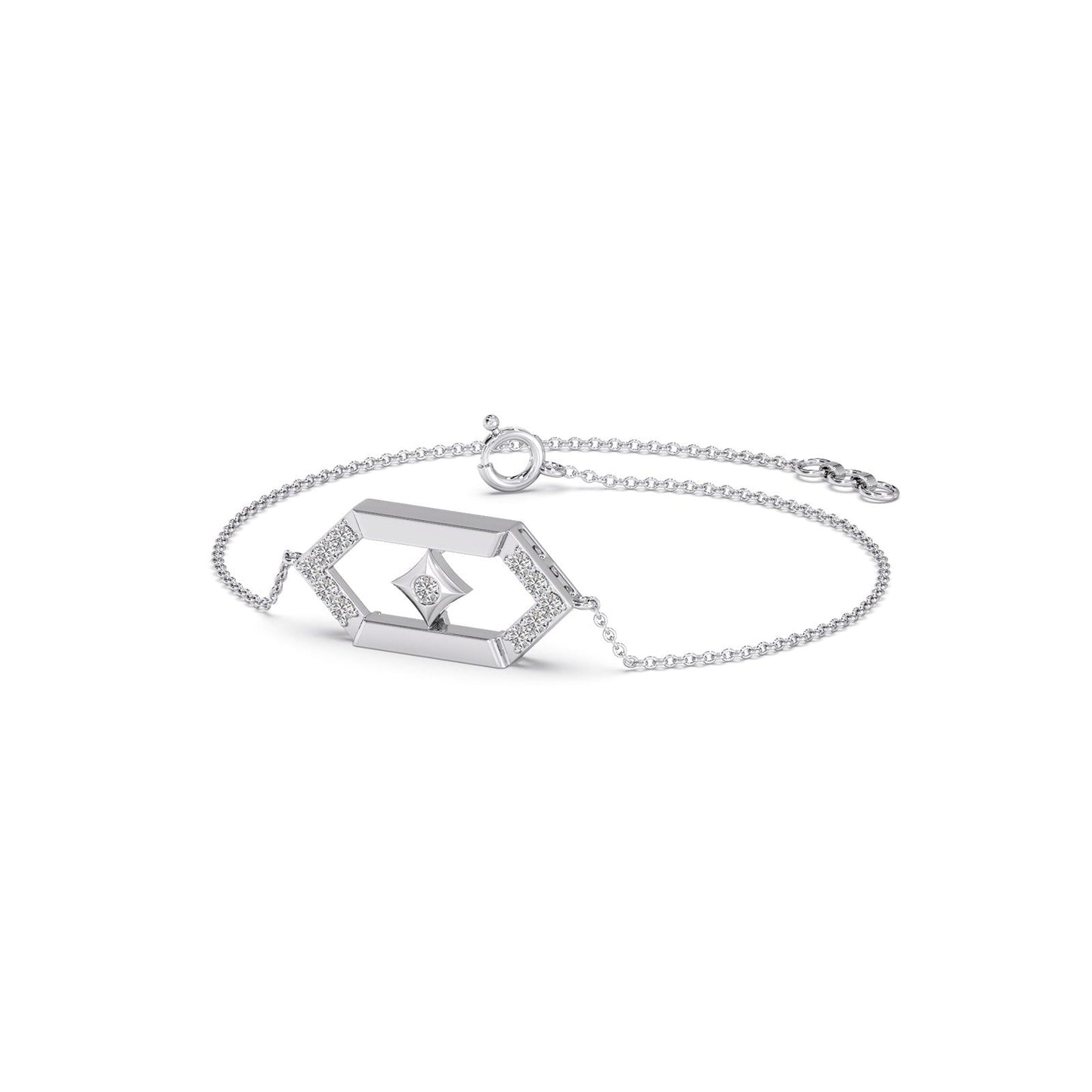 Flutter Diamond Hex Link Chain Bracelet