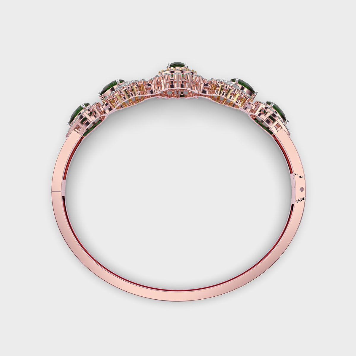 Shimmering Vrinda Green Stone Diamond Kada Bracelet