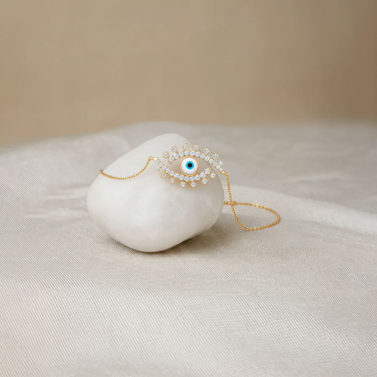 Evil Eye Delicate Diamond Chain Bracelet