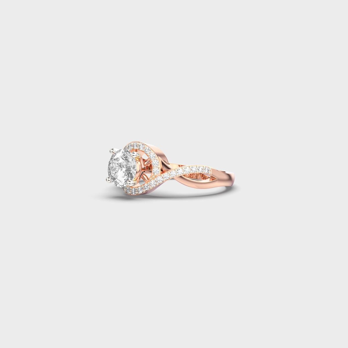 Twisted Halo Padma Cut Diamond Ring - View 7
