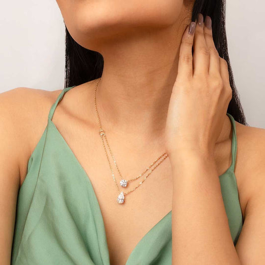Elegant Double Chain Diamond Pendant