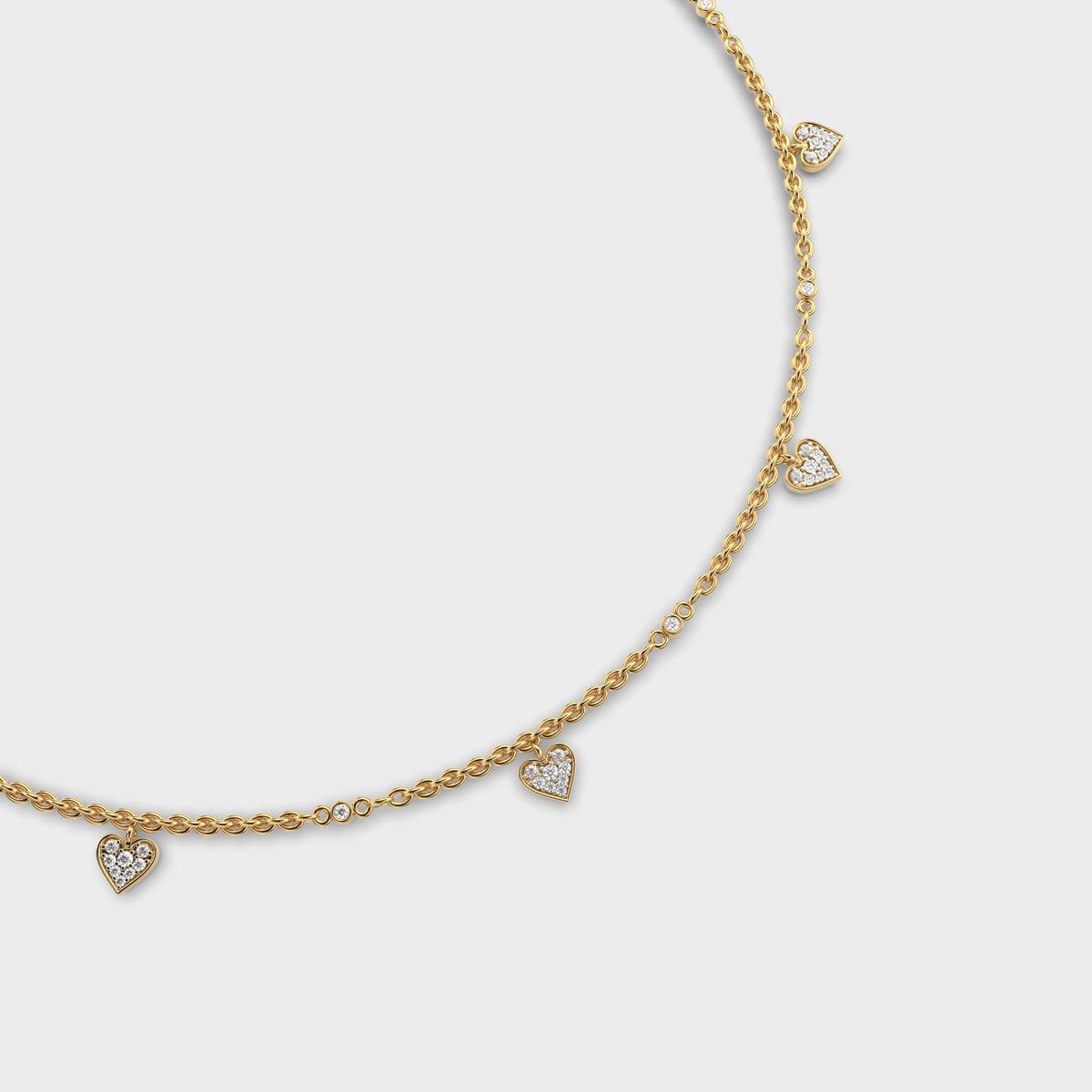 Dainty Hearts Charm Diamond Necklace