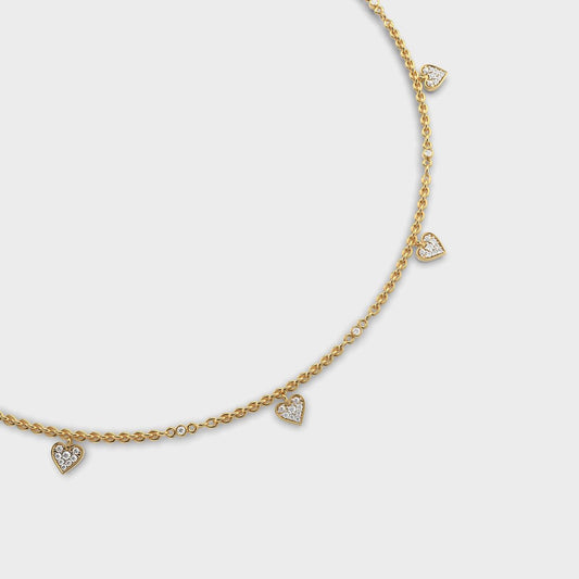 Dainty Hearts Charm Diamond Necklace