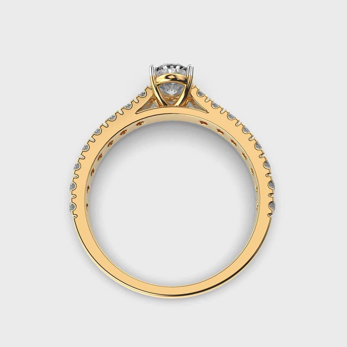 40 Cent Oval Solitaire with Diamond Band Ring - View 4