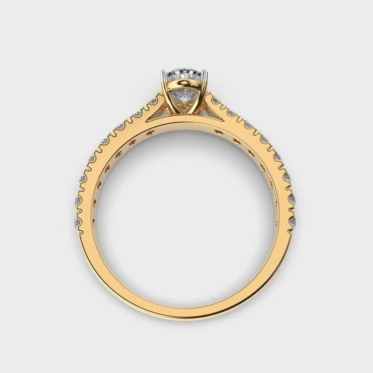 40 Cent Oval Solitaire with Diamond Band Ring - View 4