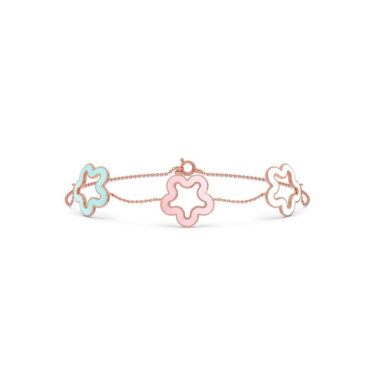 Pastel Floral Plain Gold Chain Bracelet