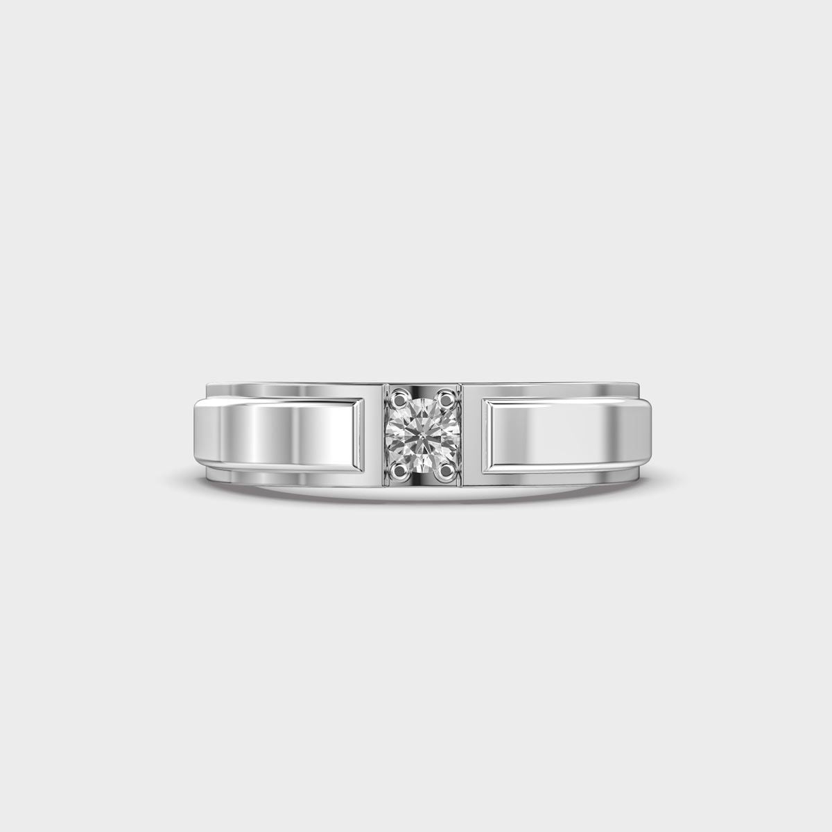 Double Tone Chunky Diamond Band - View 6