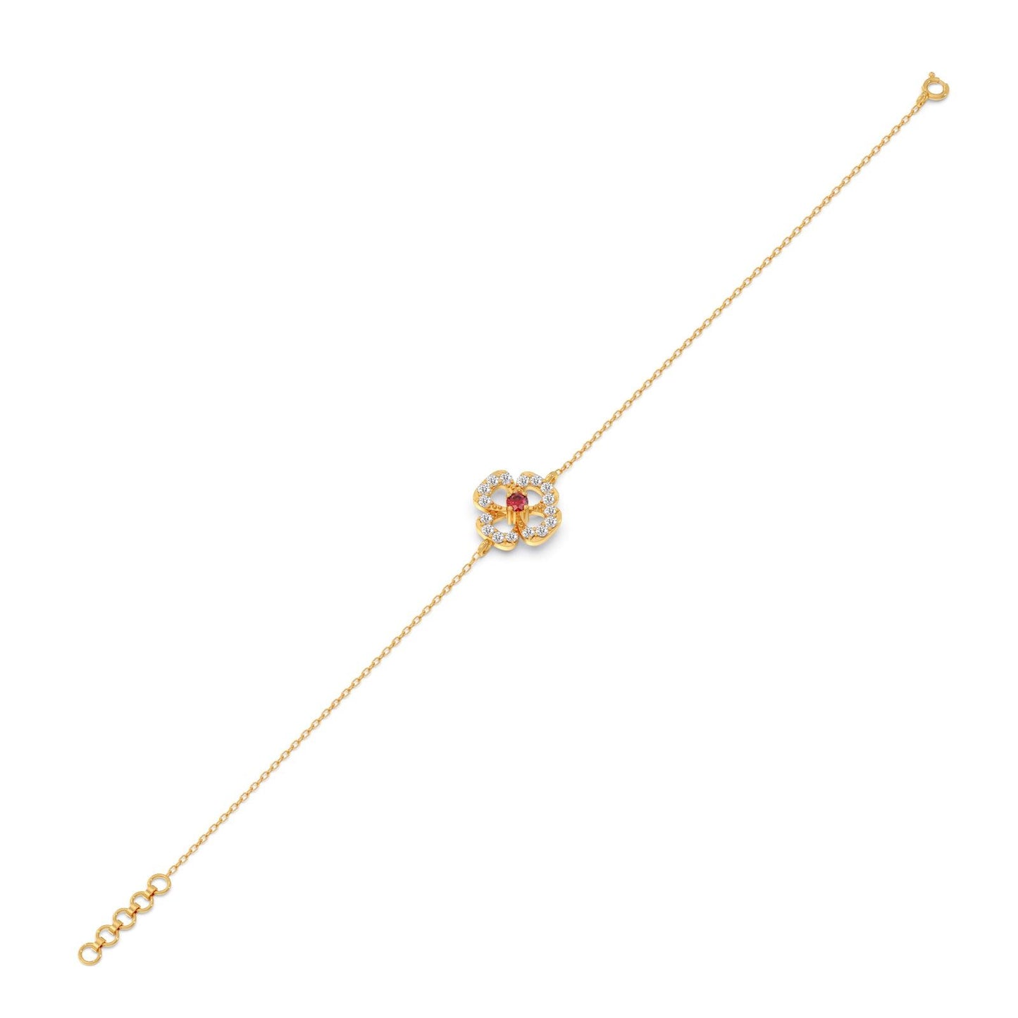 Red Gemstone Diamond Chain Bracelet