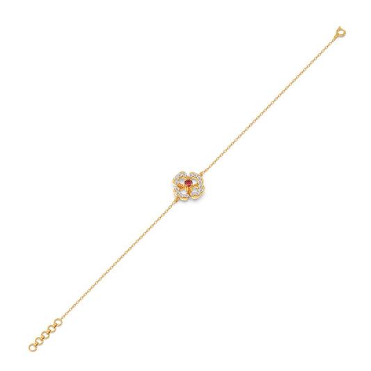 Red Gemstone Diamond Chain Bracelet