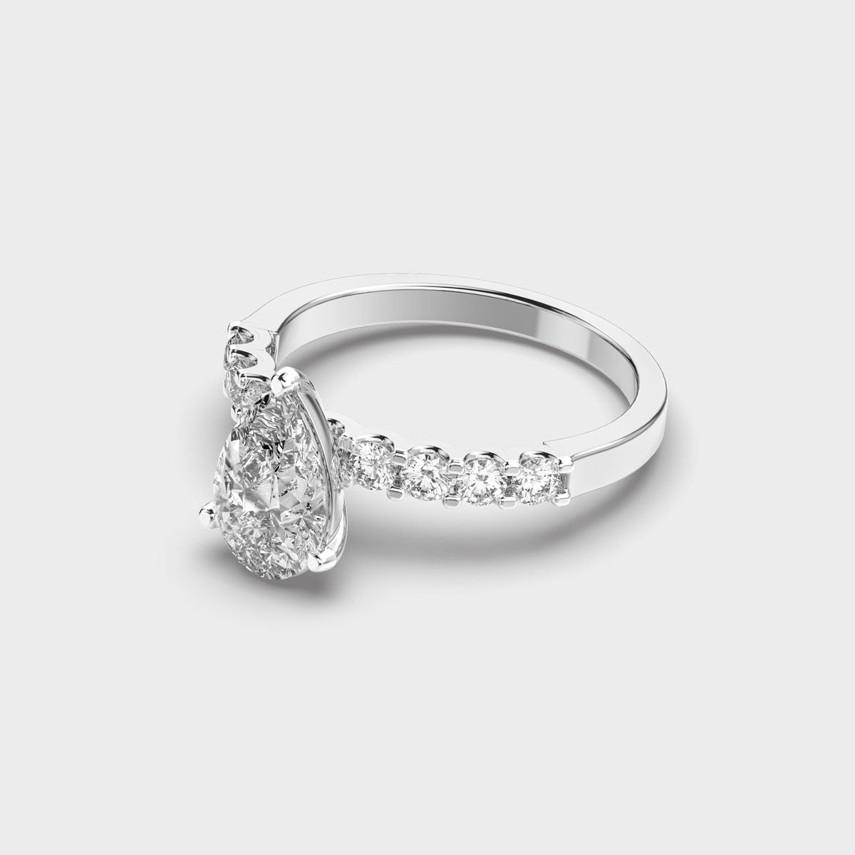 Pear Shaped Glory Solitaire Diamond Ring - View 13