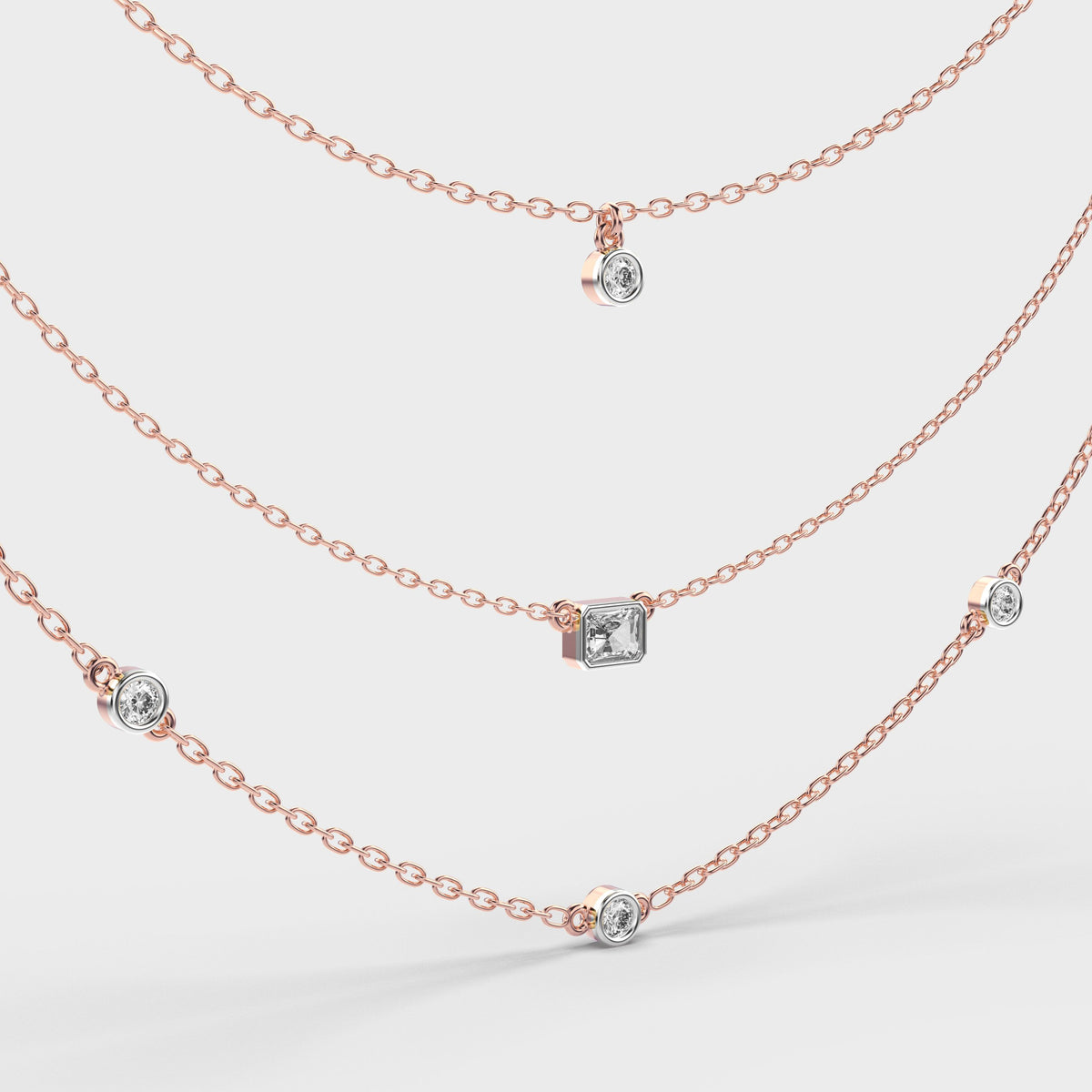 Three Layer Showcase Diamond Necklace