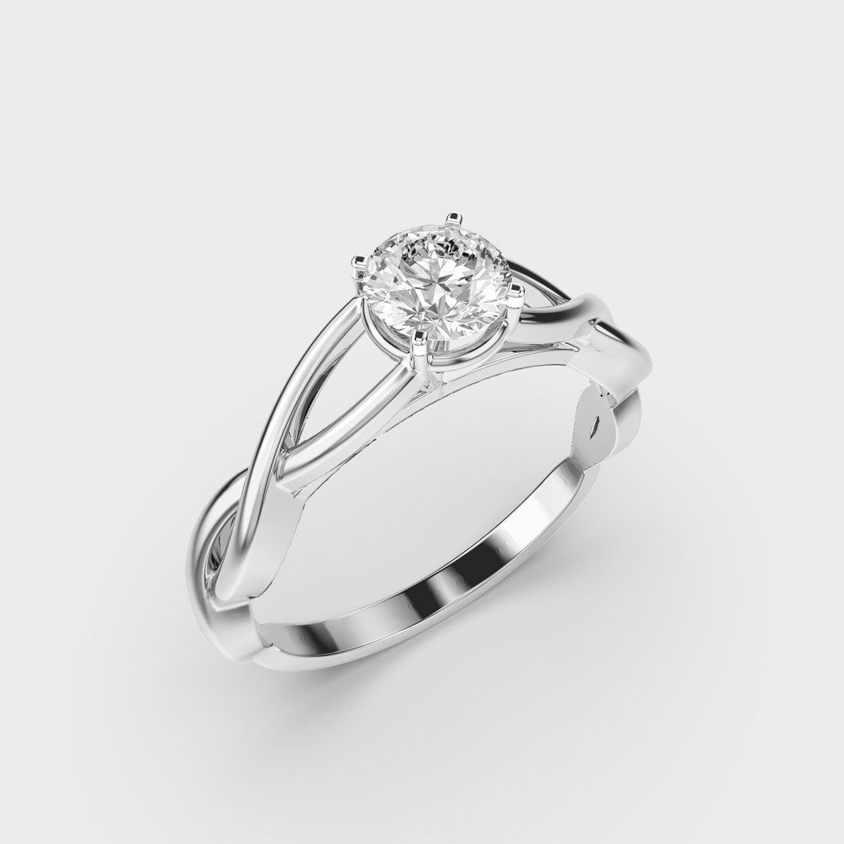 Twisted Vine Solitaire Diamond Band Ring - View 13