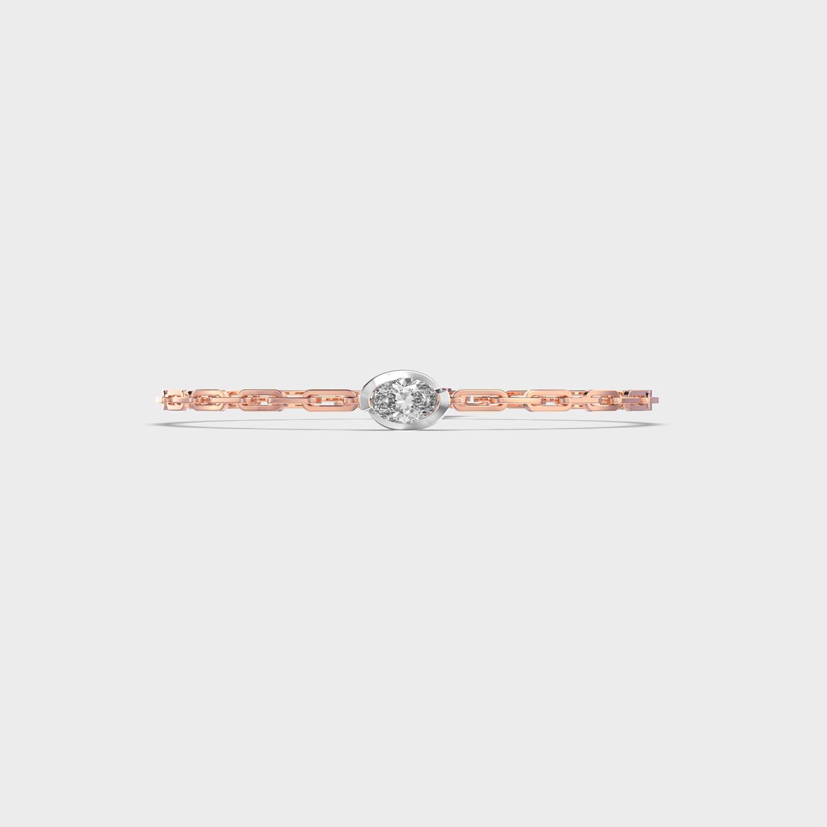 Bezel Oval Link Diamond Bracelet