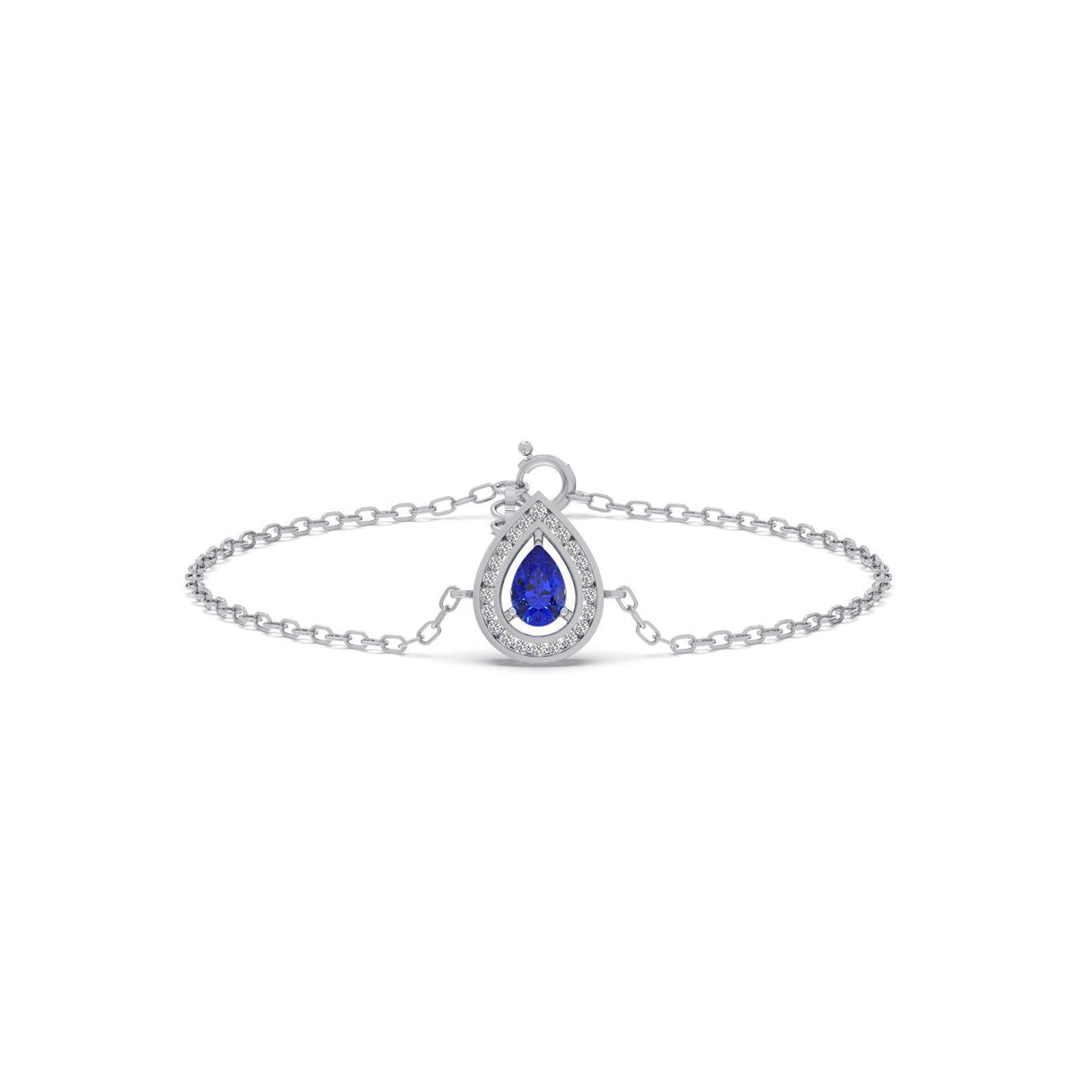 Blue Teardrop Halo Diamond Bracelet