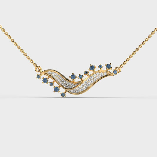 Blue Stone Wave Diamond Necklace