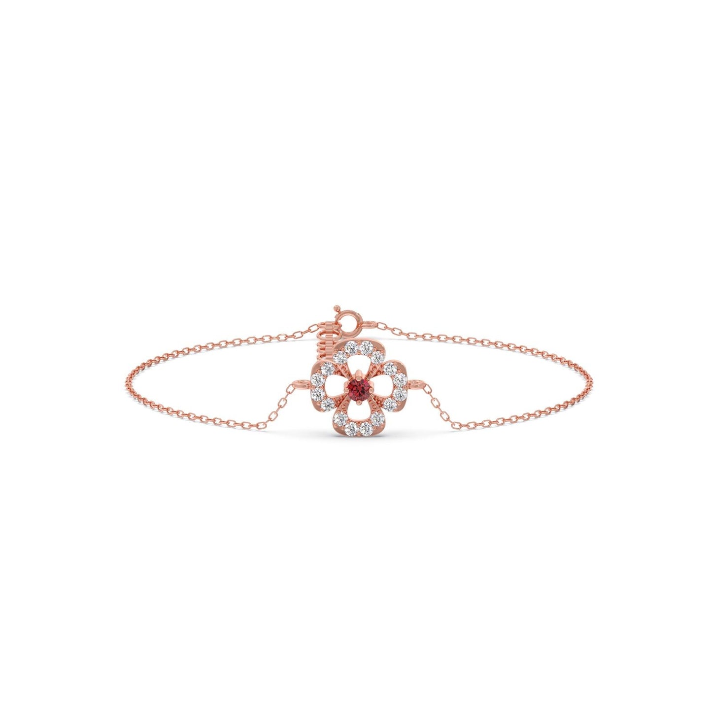 Red Gemstone Diamond Chain Bracelet