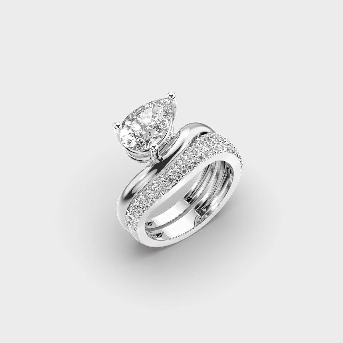 Elegant Pear Wave Diamond Ring - View 12