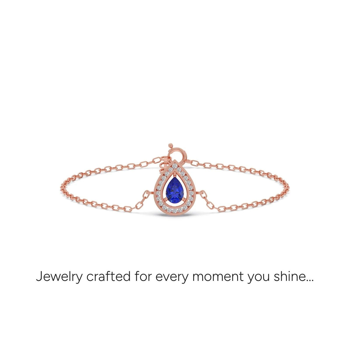 Blue Teardrop Halo Diamond Bracelet