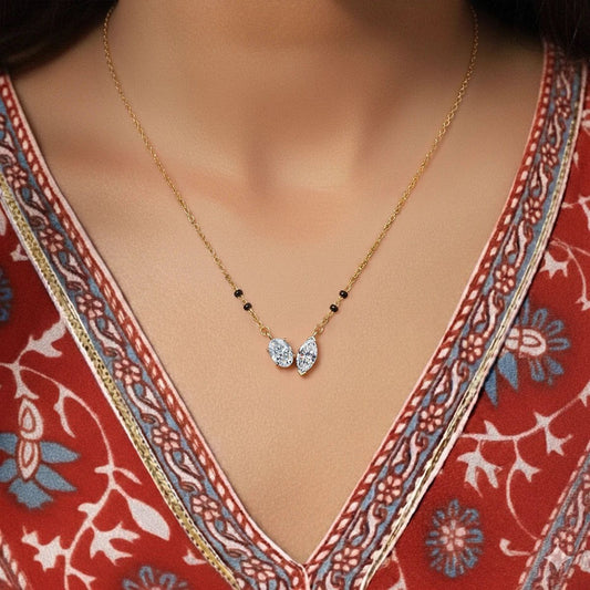 Oval and Marquise Shape Diamond Toi Et Moi Mangalsutra