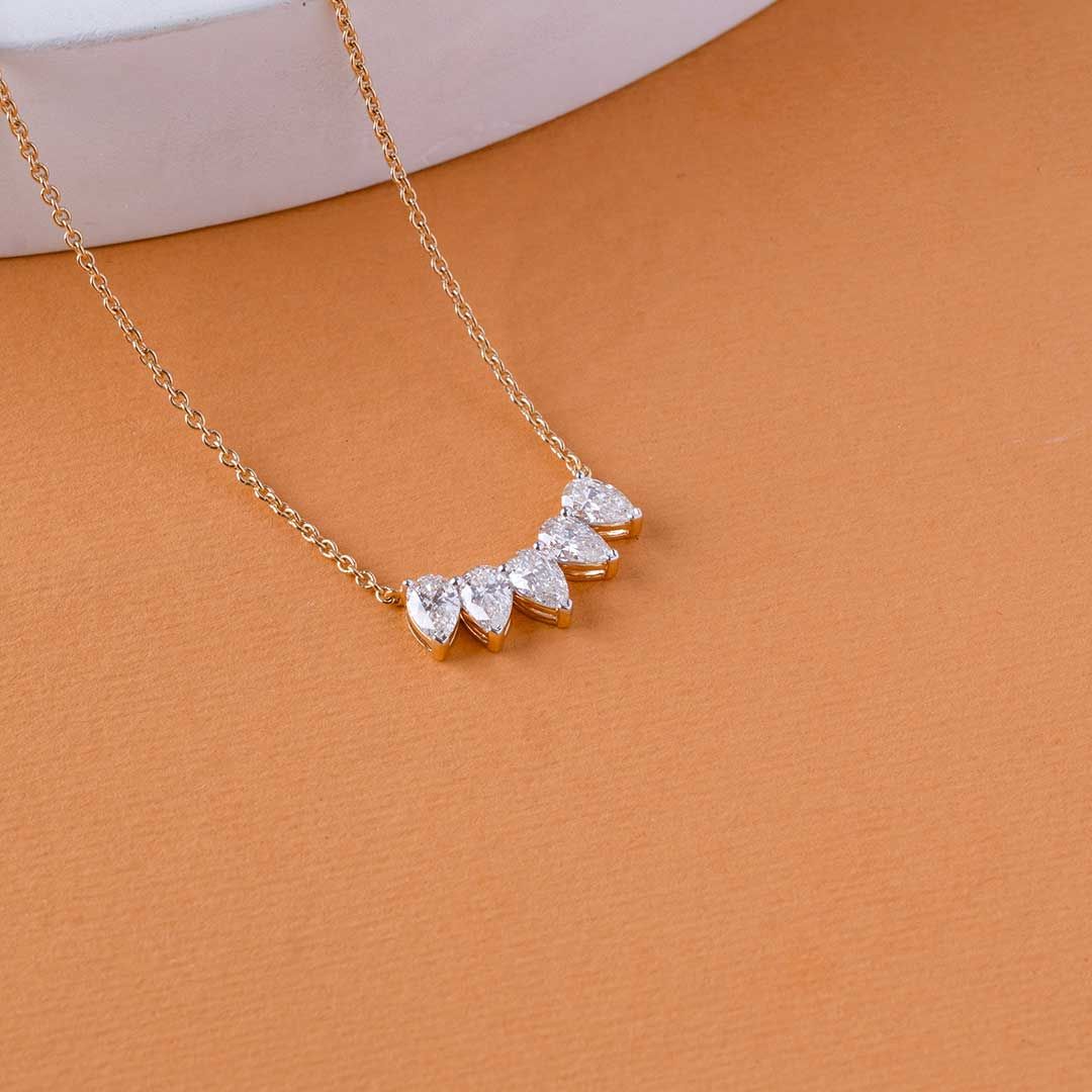 Inverted Tiara Pear Diamond Necklace