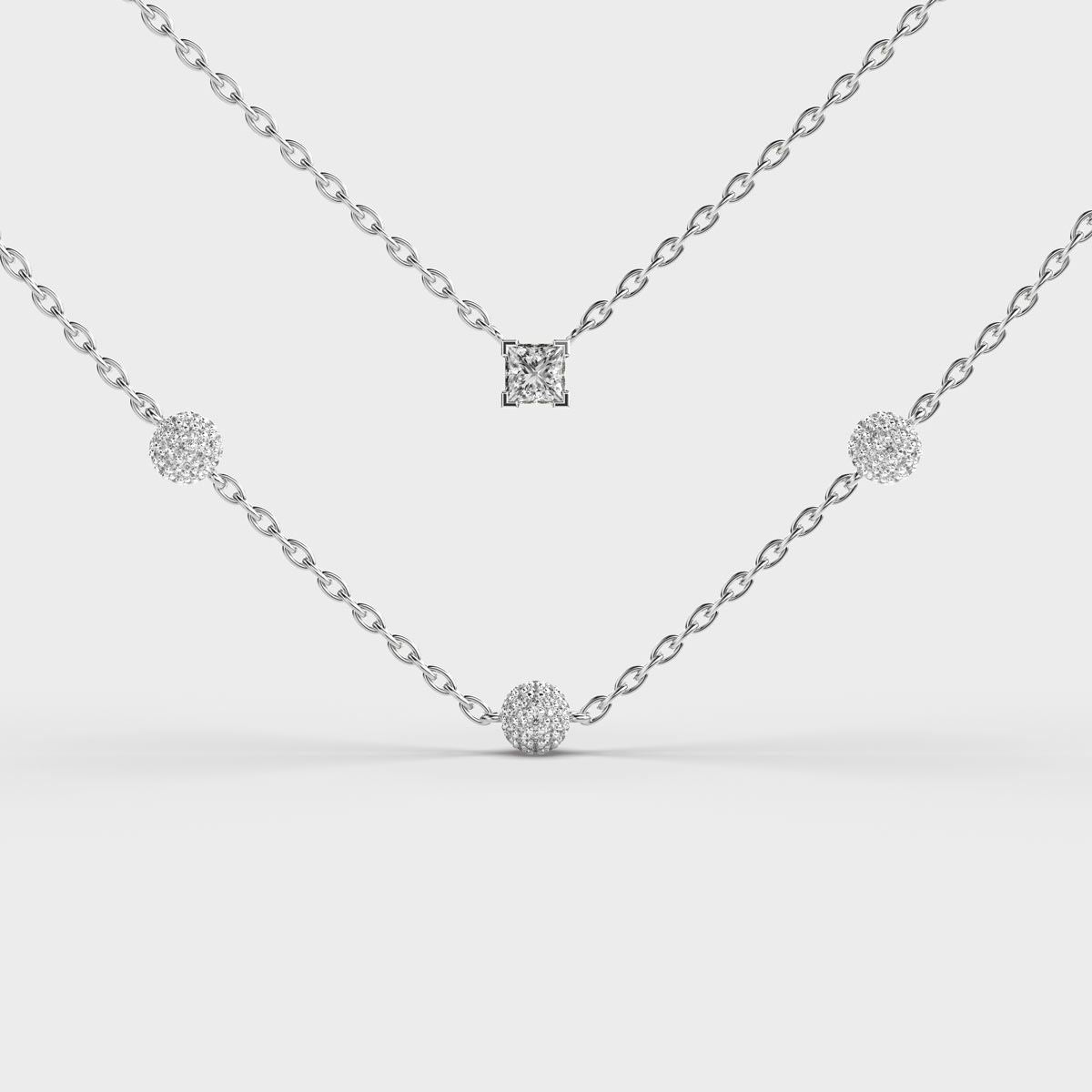 Double Chain Layered Diamond Necklace