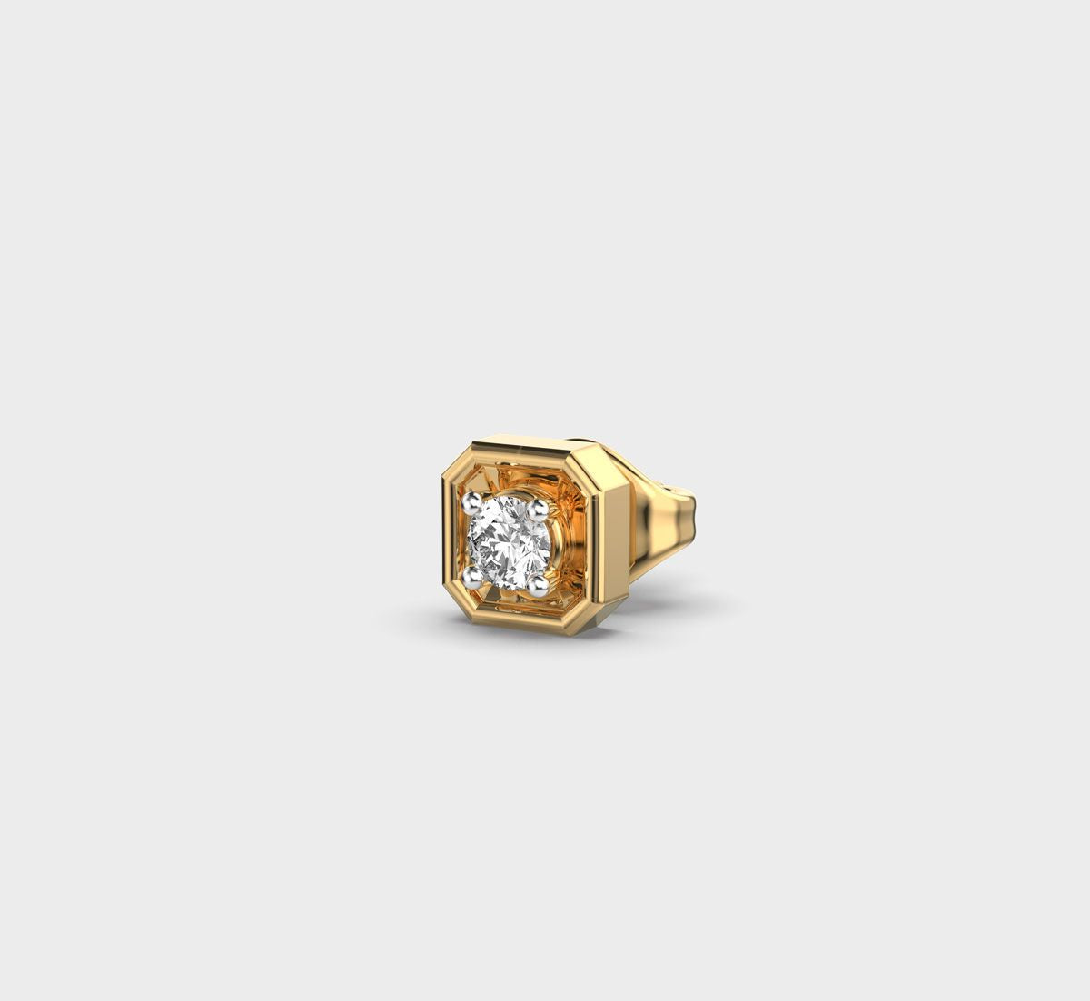 Octagonal Round Diamond Amber Stud For Men