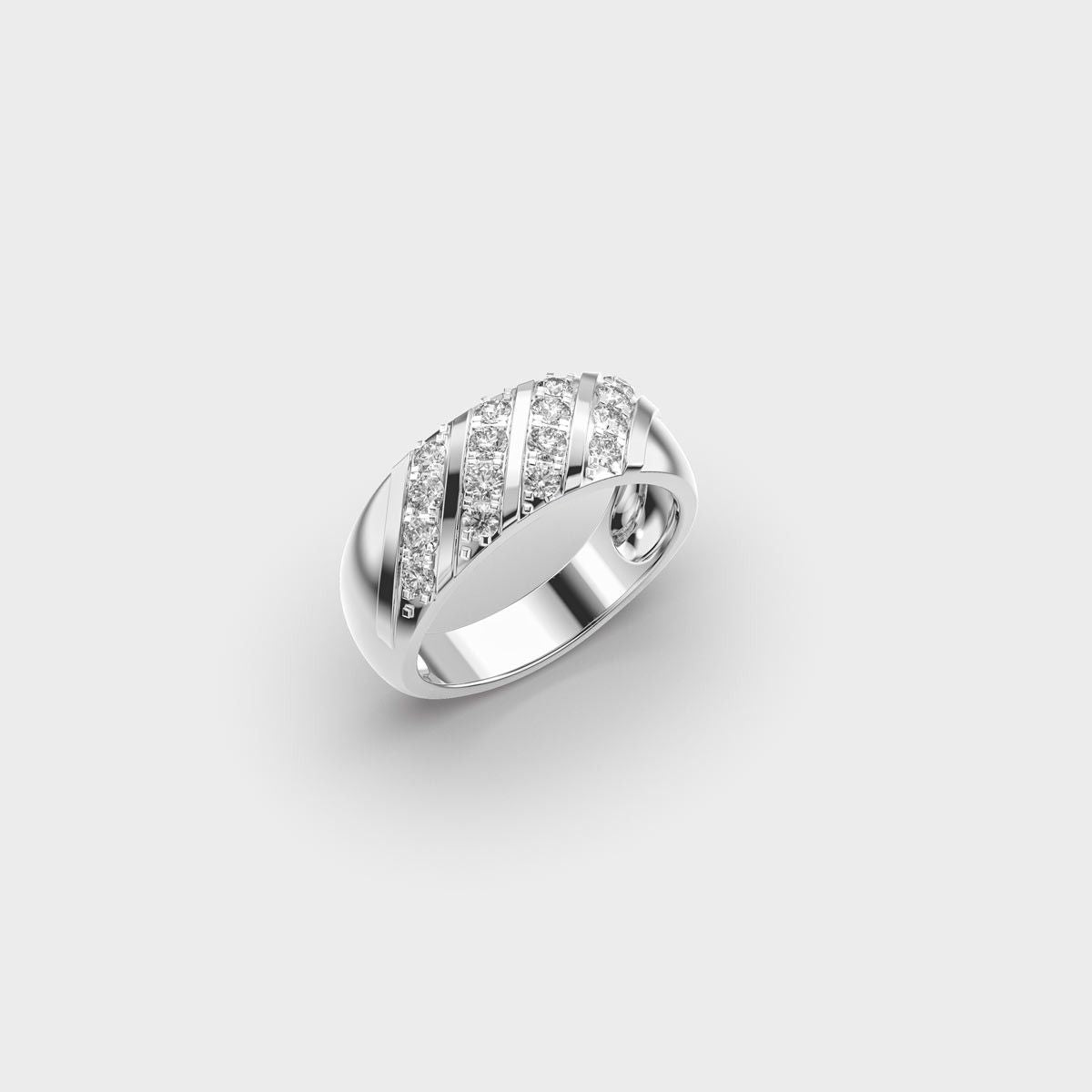 Four Line Chunky Round Diamond Ring - View 9