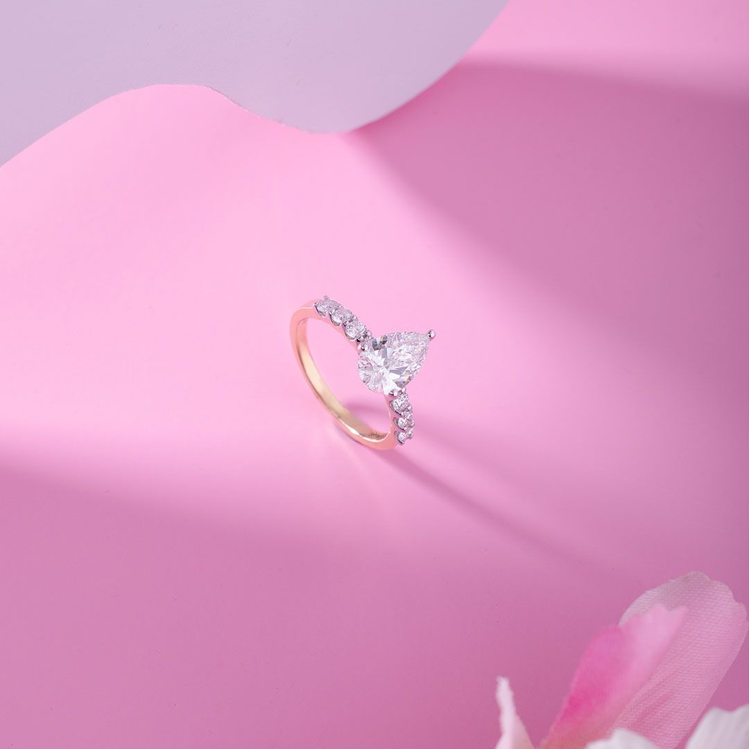 Pear Shaped Glory Solitaire Diamond Ring - View 11
