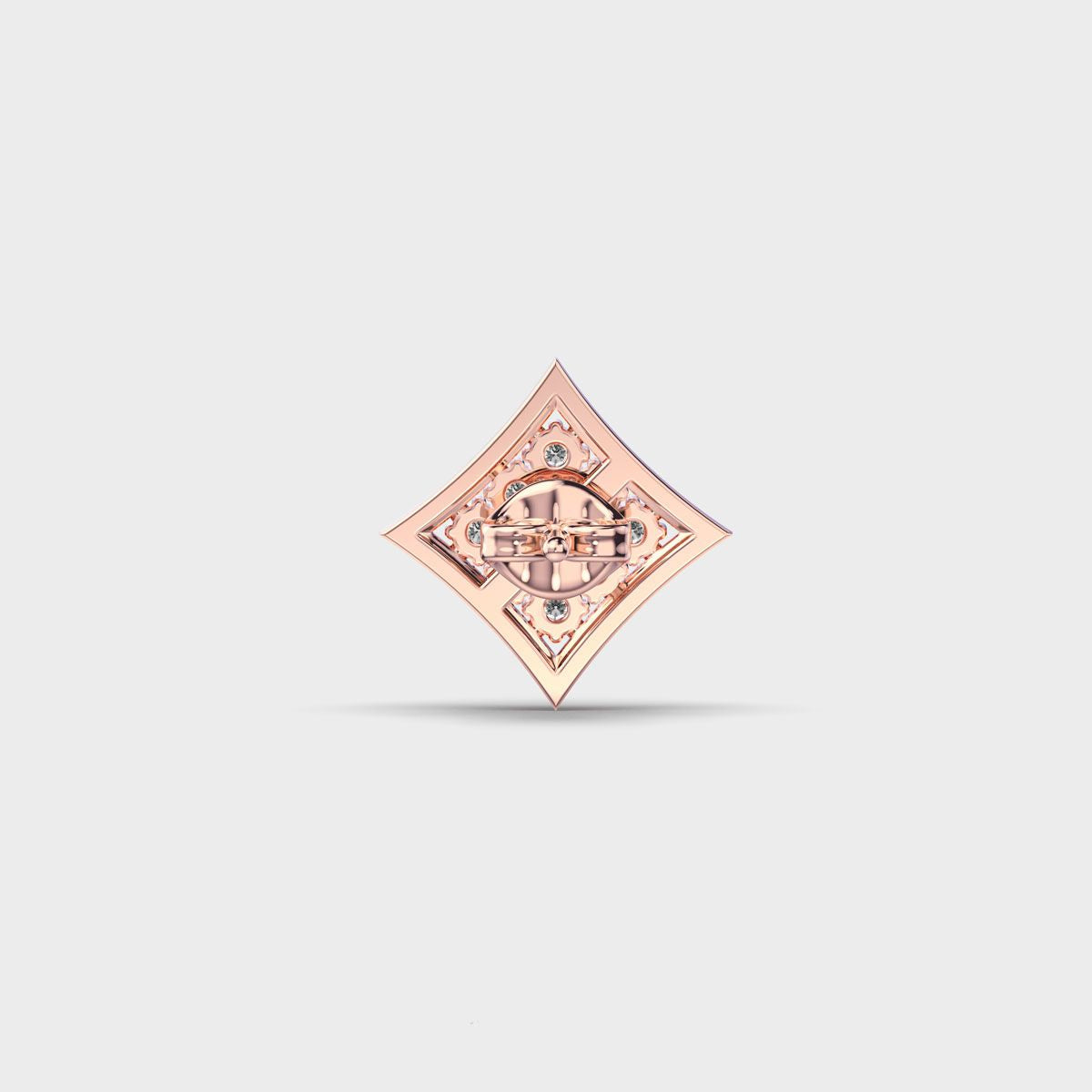 9 Rhombus Round Diamond Stud For Men
