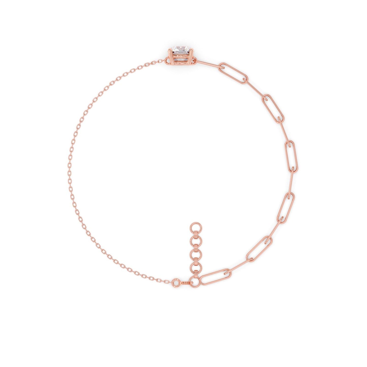 0.95 ct Round Solitaire Paperclip Chain Bracelet