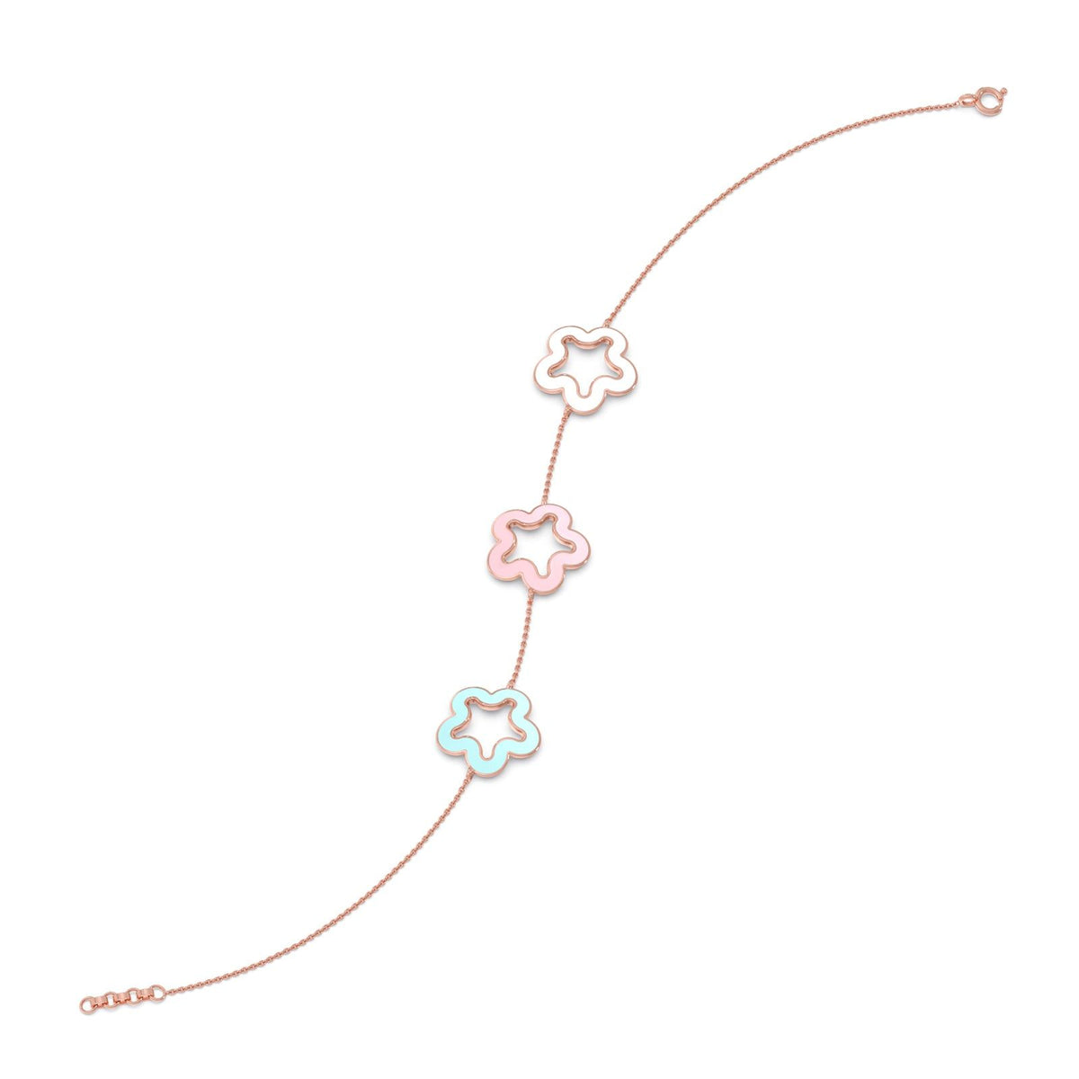 Pastel Floral Plain Gold Chain Bracelet