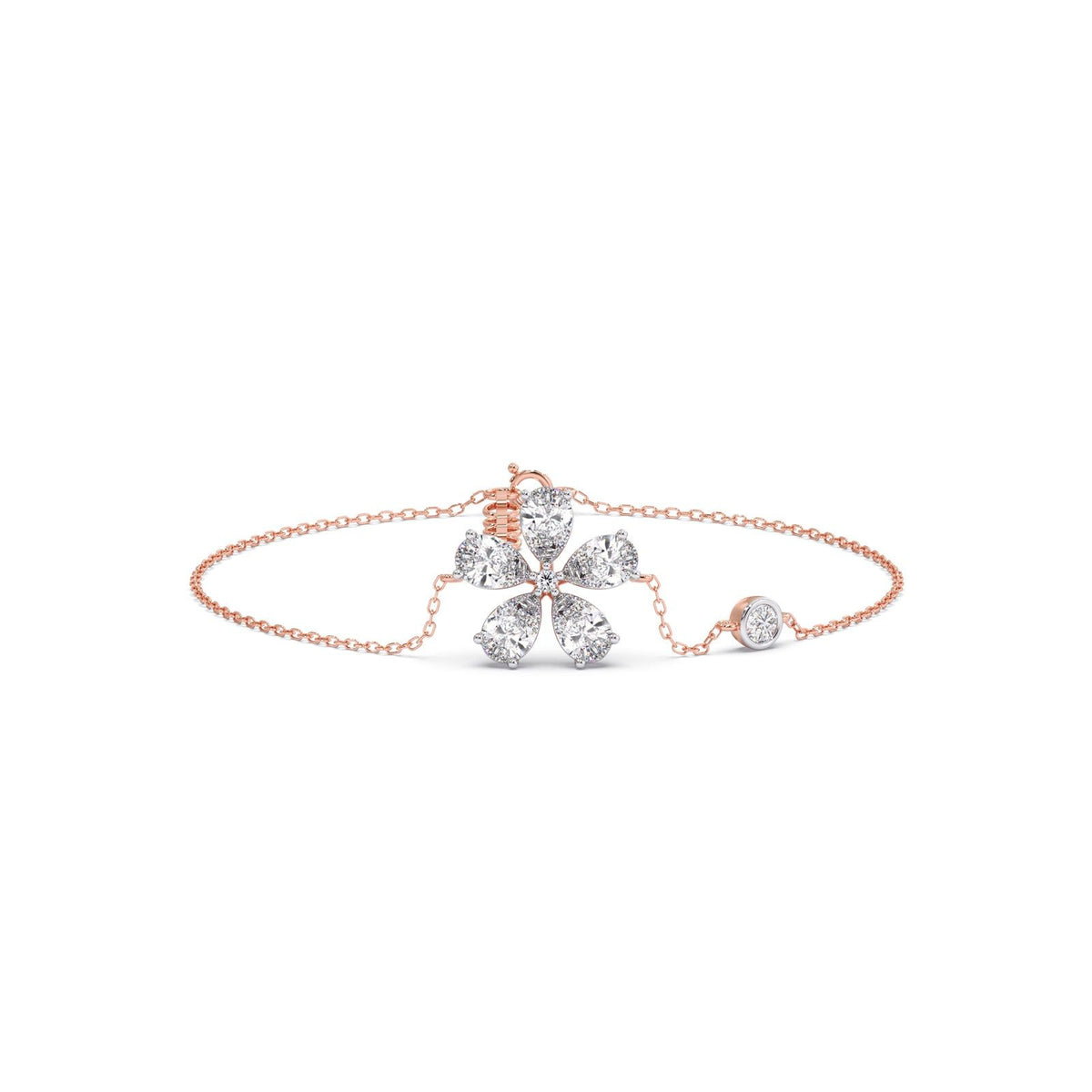 Delicate Floral Round Diamond Bracelet
