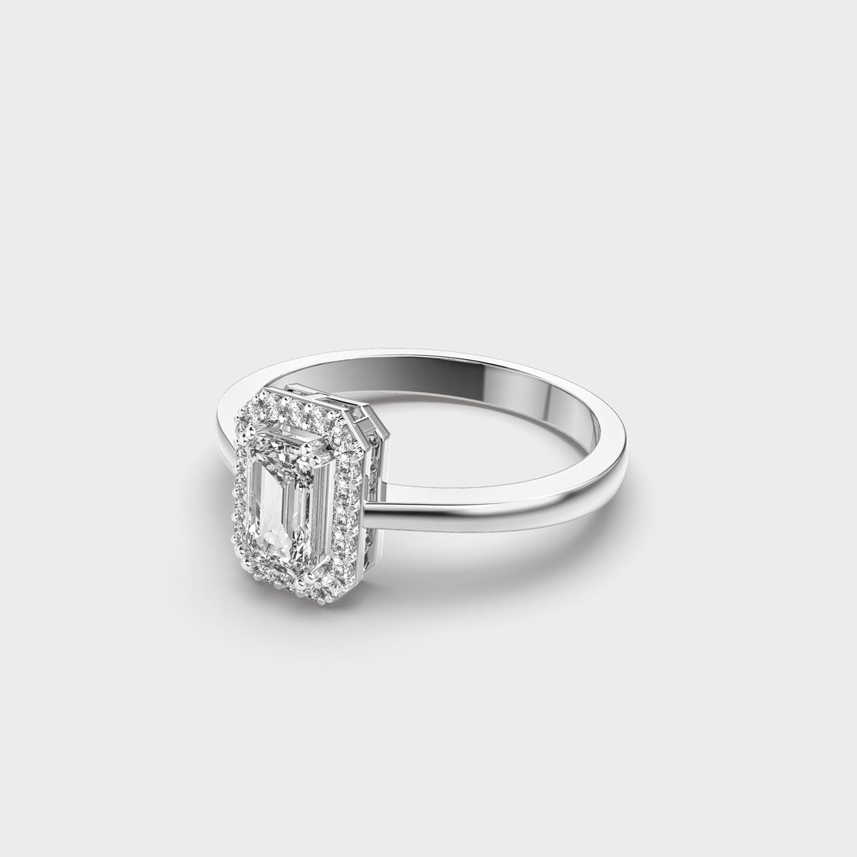 Emerald Diamond Halo Band Ring - View 12