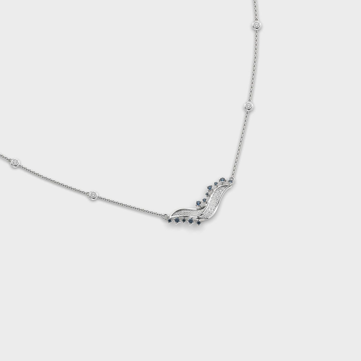 Blue Stone Wave Diamond Necklace