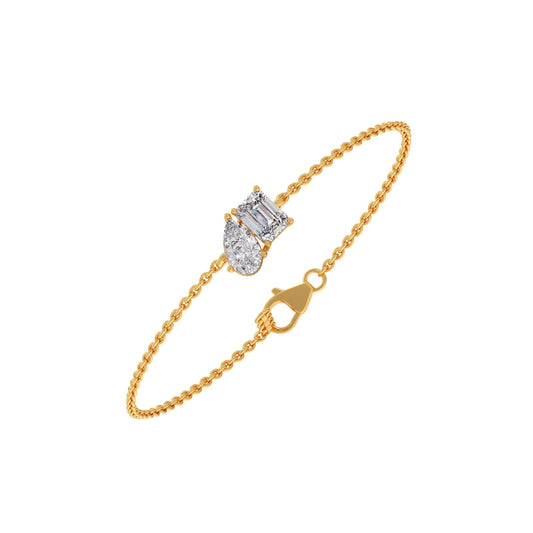 Pear & Emerald Cut Diamond Delicate Chain Bracelet