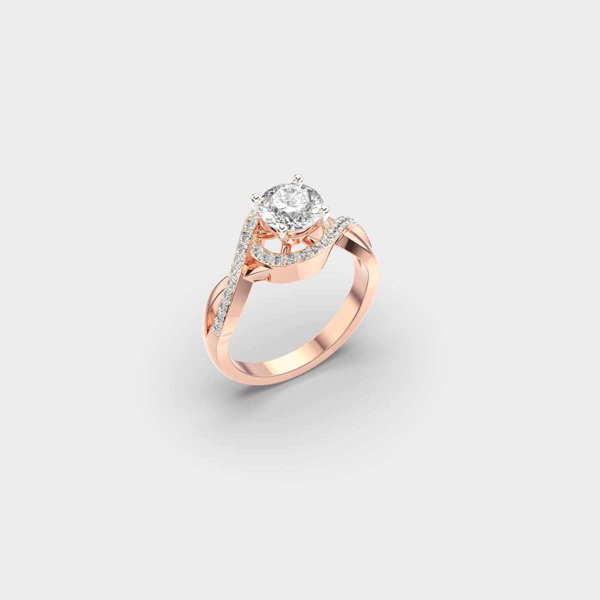 Twisted Halo Padma Cut Diamond Ring - View 8