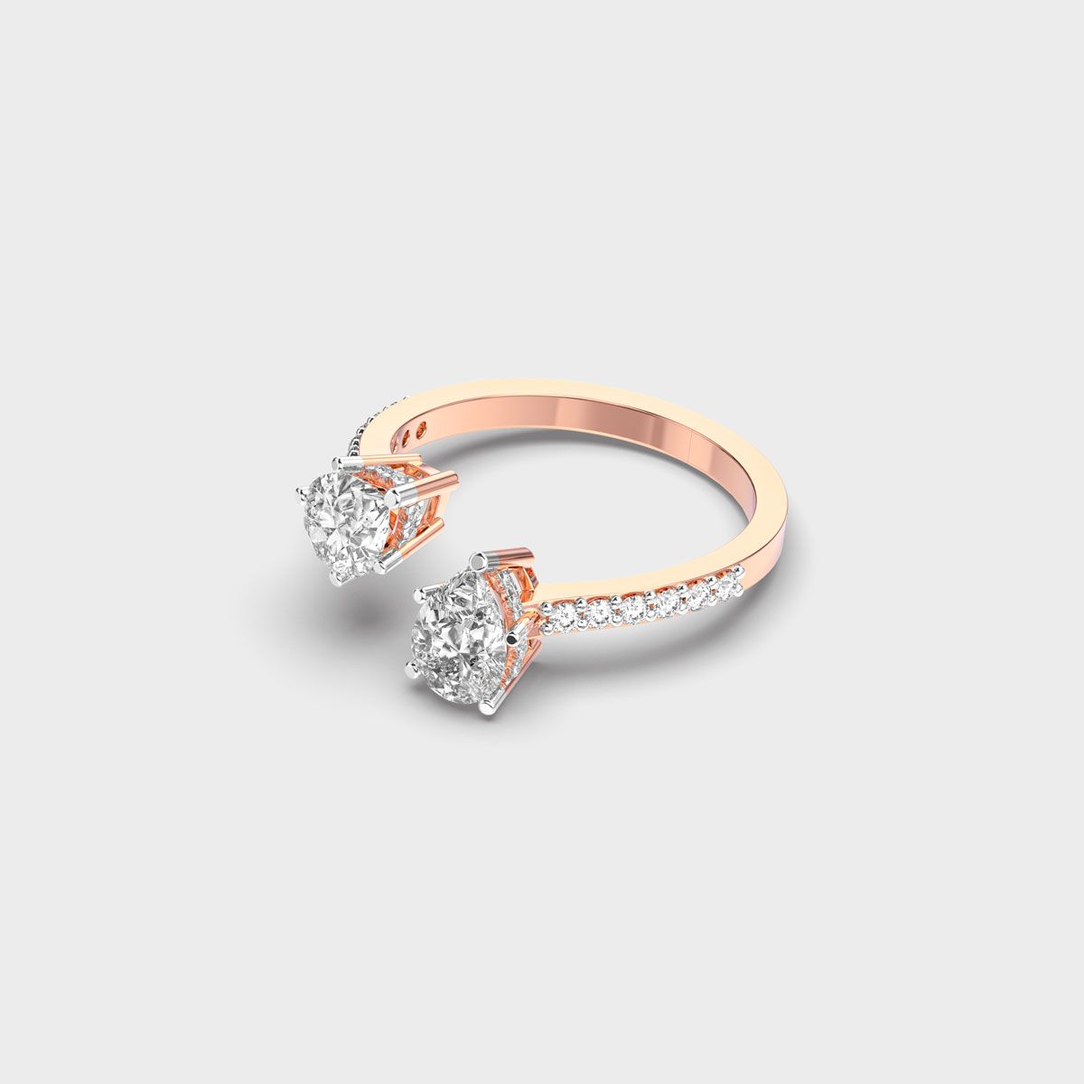 Double Drop Pear Diamond Ring - View 7