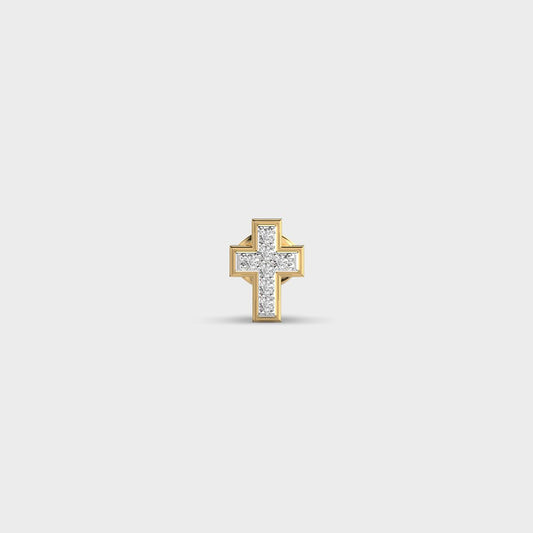 Radiant Cross Encrusted Diamond Stud For Men