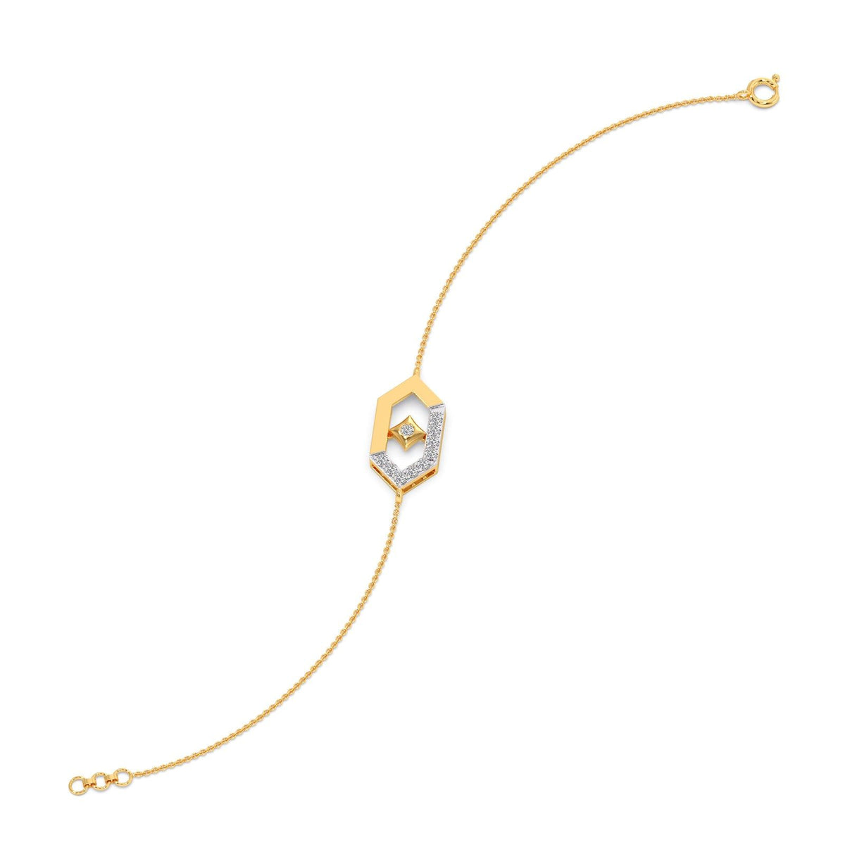 Six-Sided Glamour Diamond Chain Bracelet
