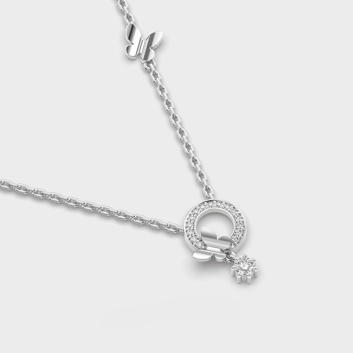 Butterfly Halo Necklace with Chain