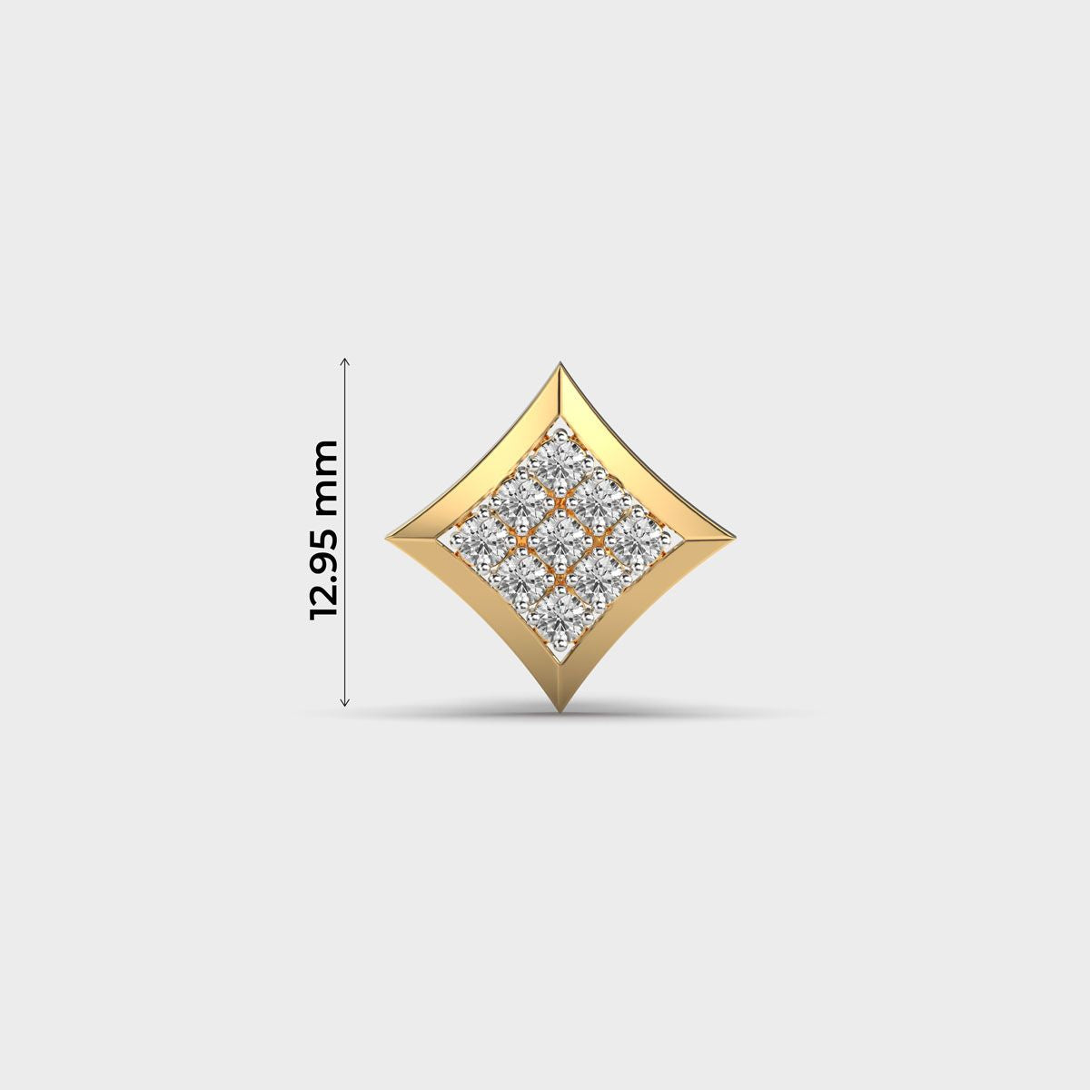 9 Rhombus Round Diamond Stud For Men