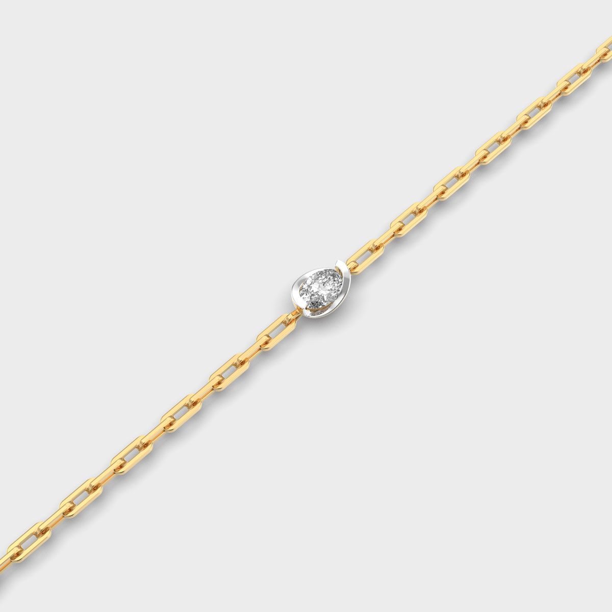 Bezel Oval Link Diamond Bracelet