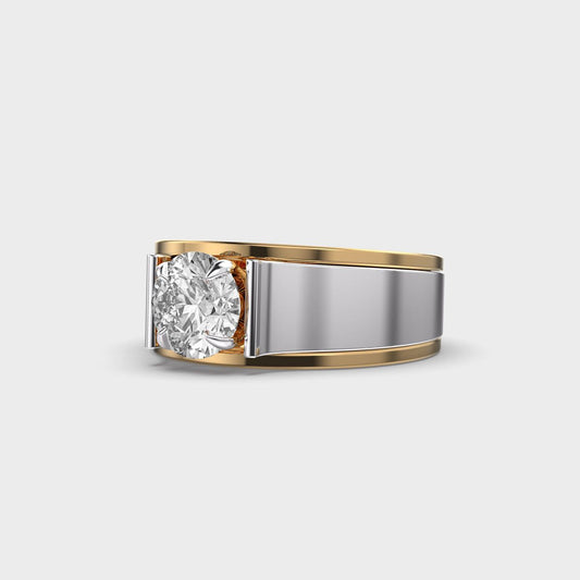 Dual Tone Diamond Solitaire Band Ring for Men - View 11