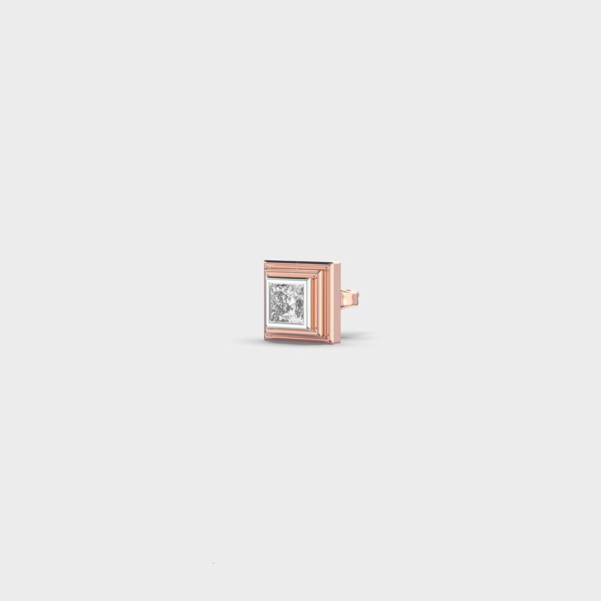 Square Shaped Princess Cut Diamond Stud For Men