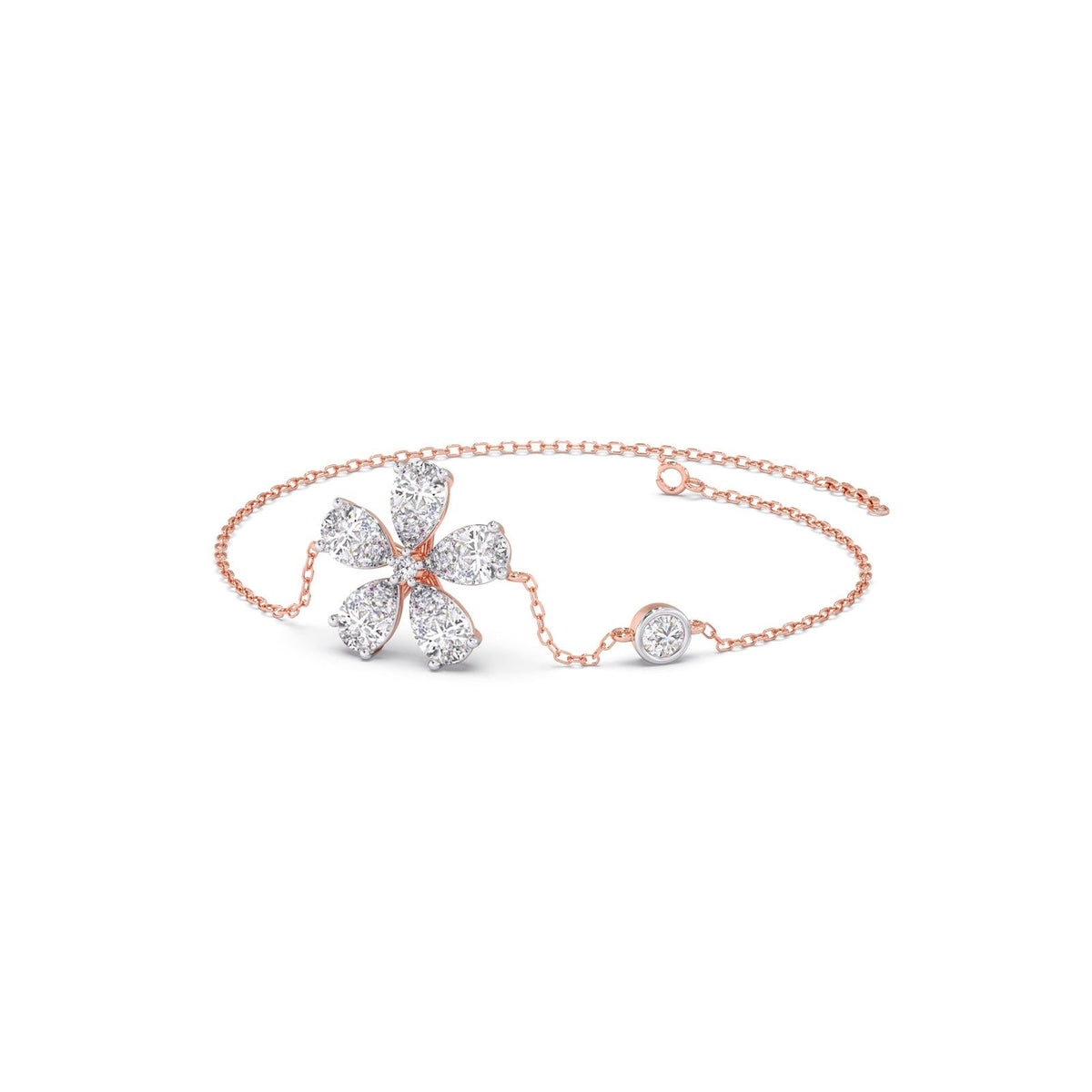 Delicate Floral Round Diamond Bracelet