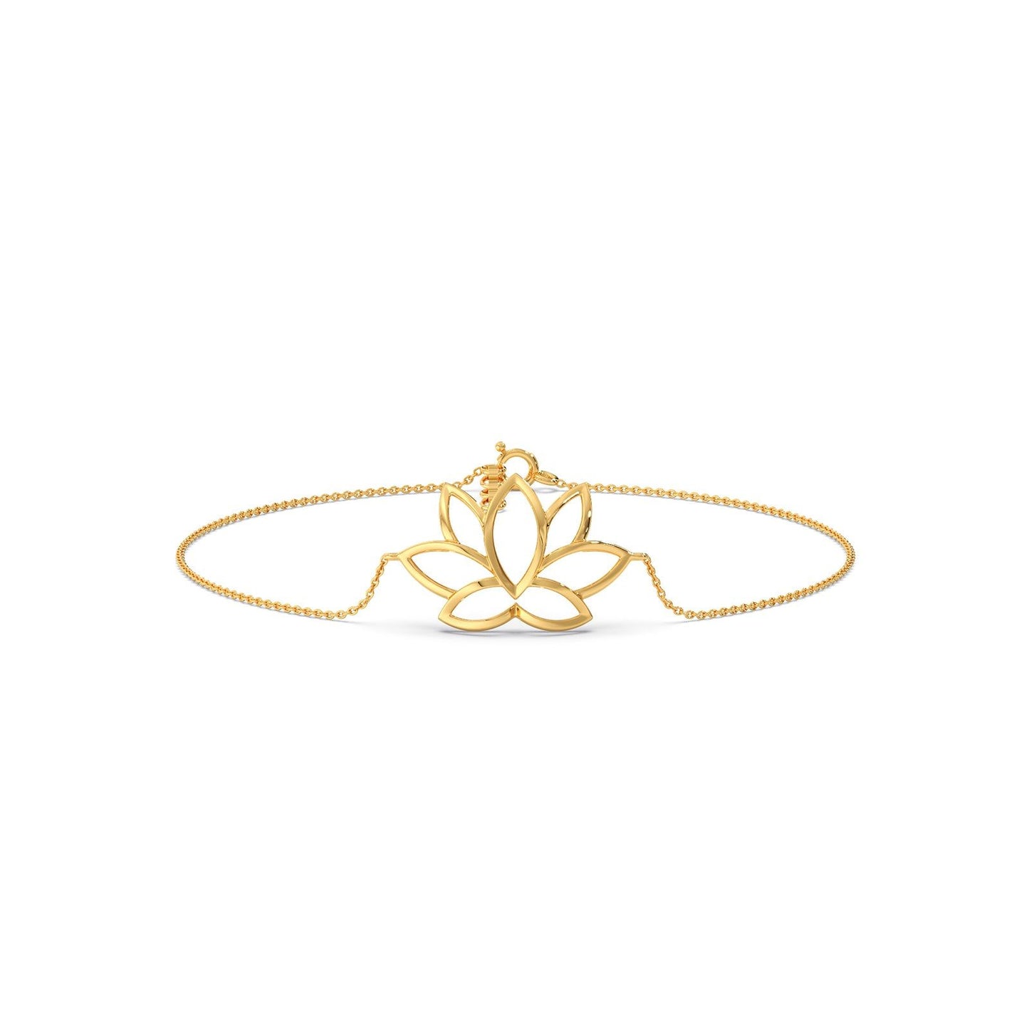 Lotus Plain Gold Chain Bracelet