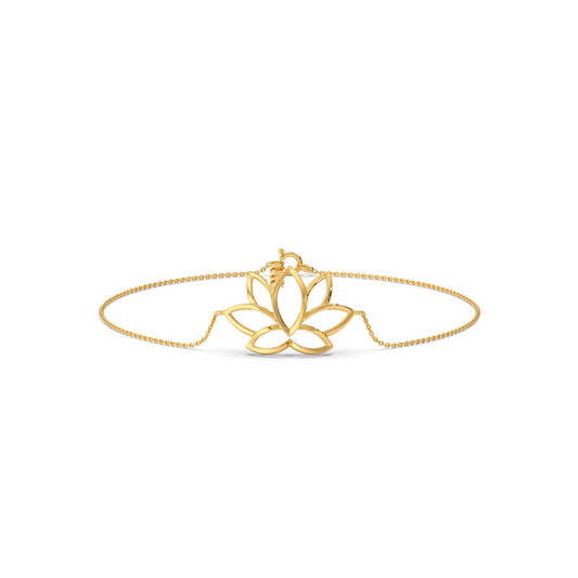 Lotus Plain Gold Chain Bracelet