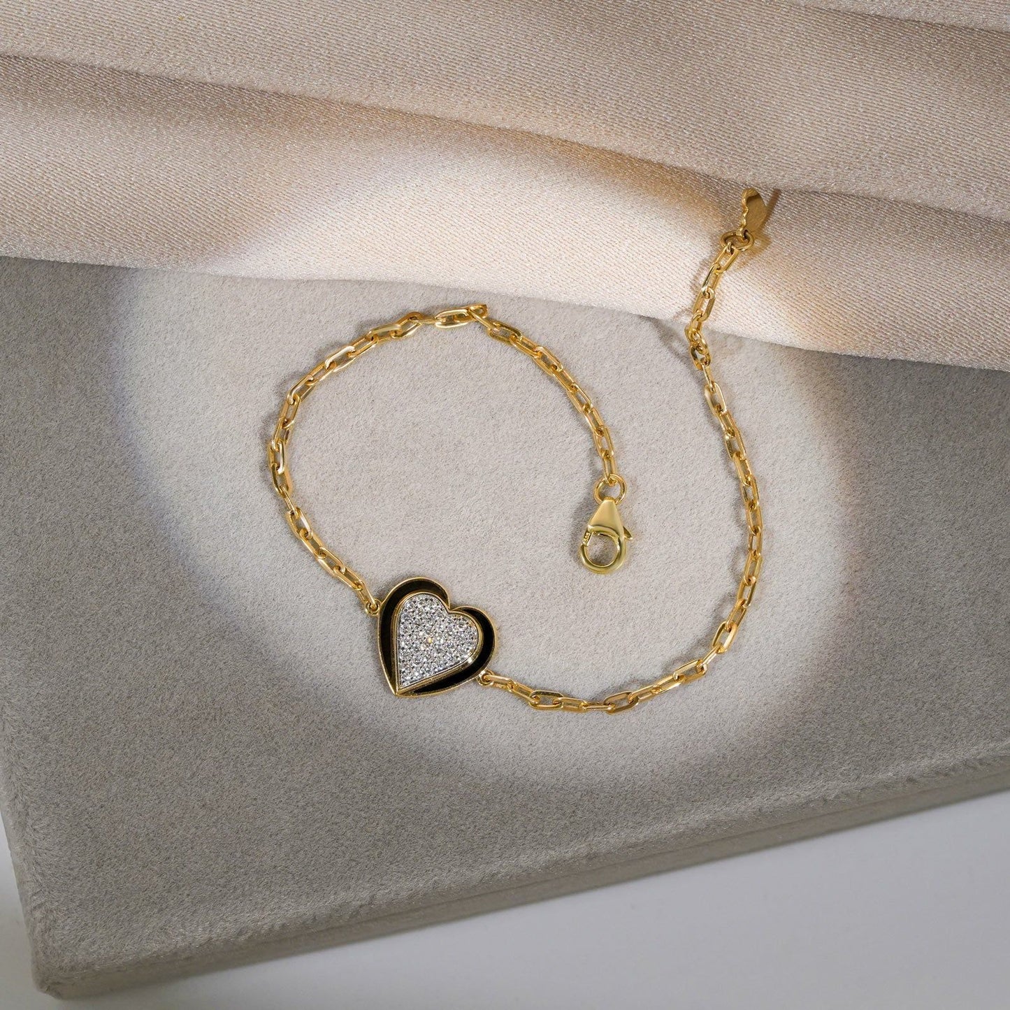 Ceramic Heart Diamond Chain Bracelet