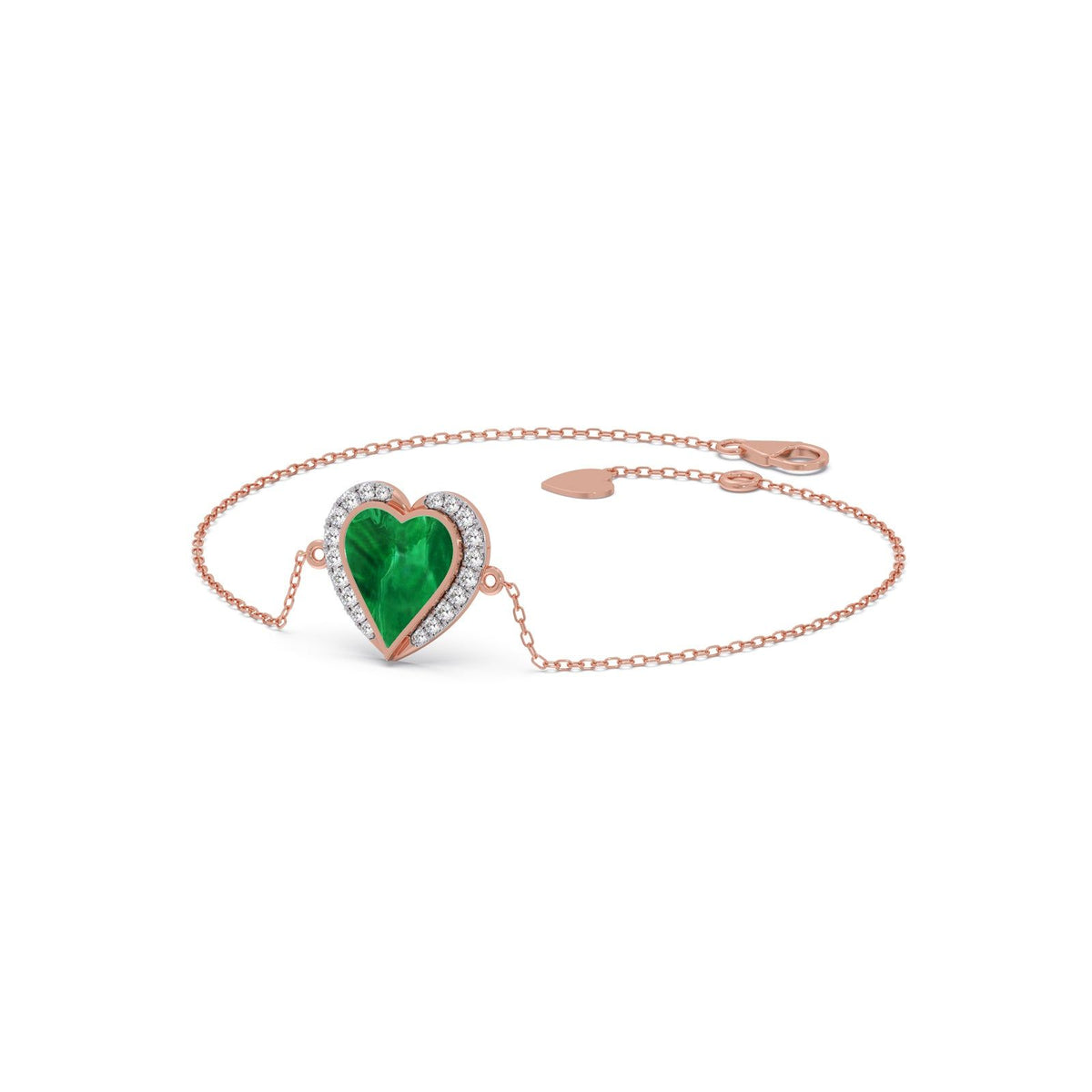 Malachite Heart Diamond Chain Bracelet